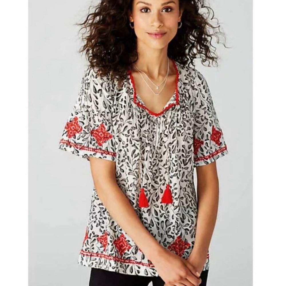 J. Jill S Flutter Sleeve Tie Front Blouse